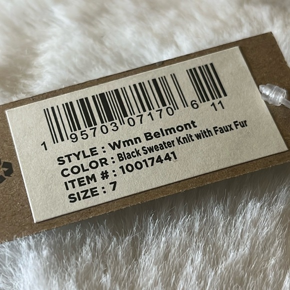 TOMS Belmont Black Gray Sweater Knit & Fur Interior Cozy Soft Slip Ons - Picture 14 of 14